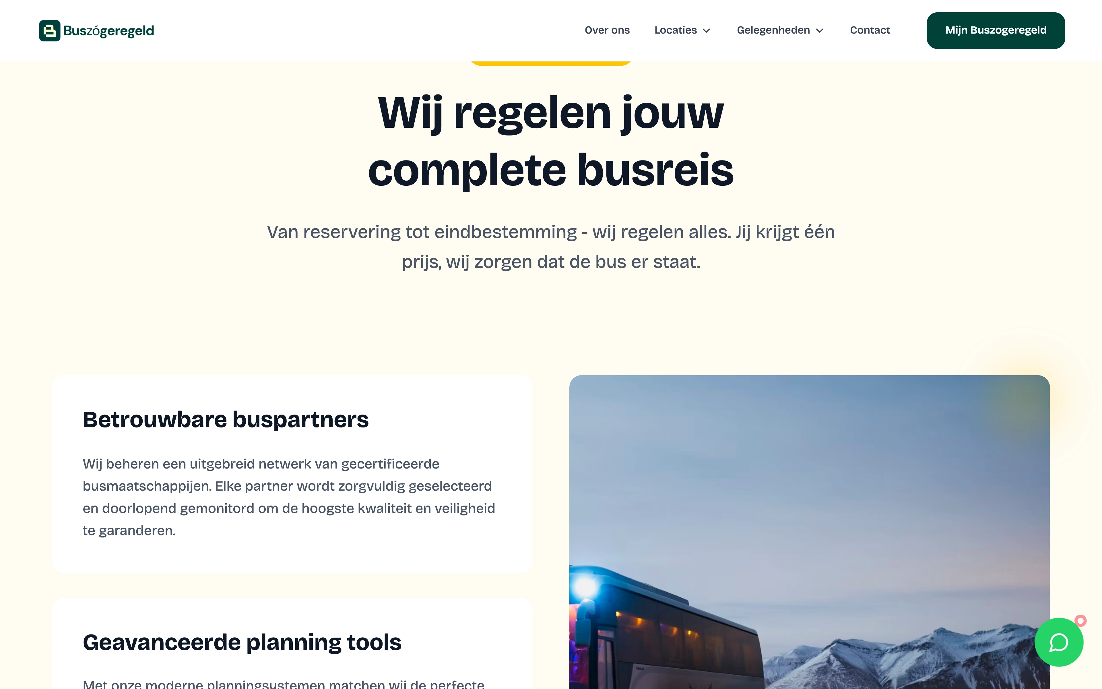 Het overzicht van de busreis-dienstverlening op Buszogeregeld