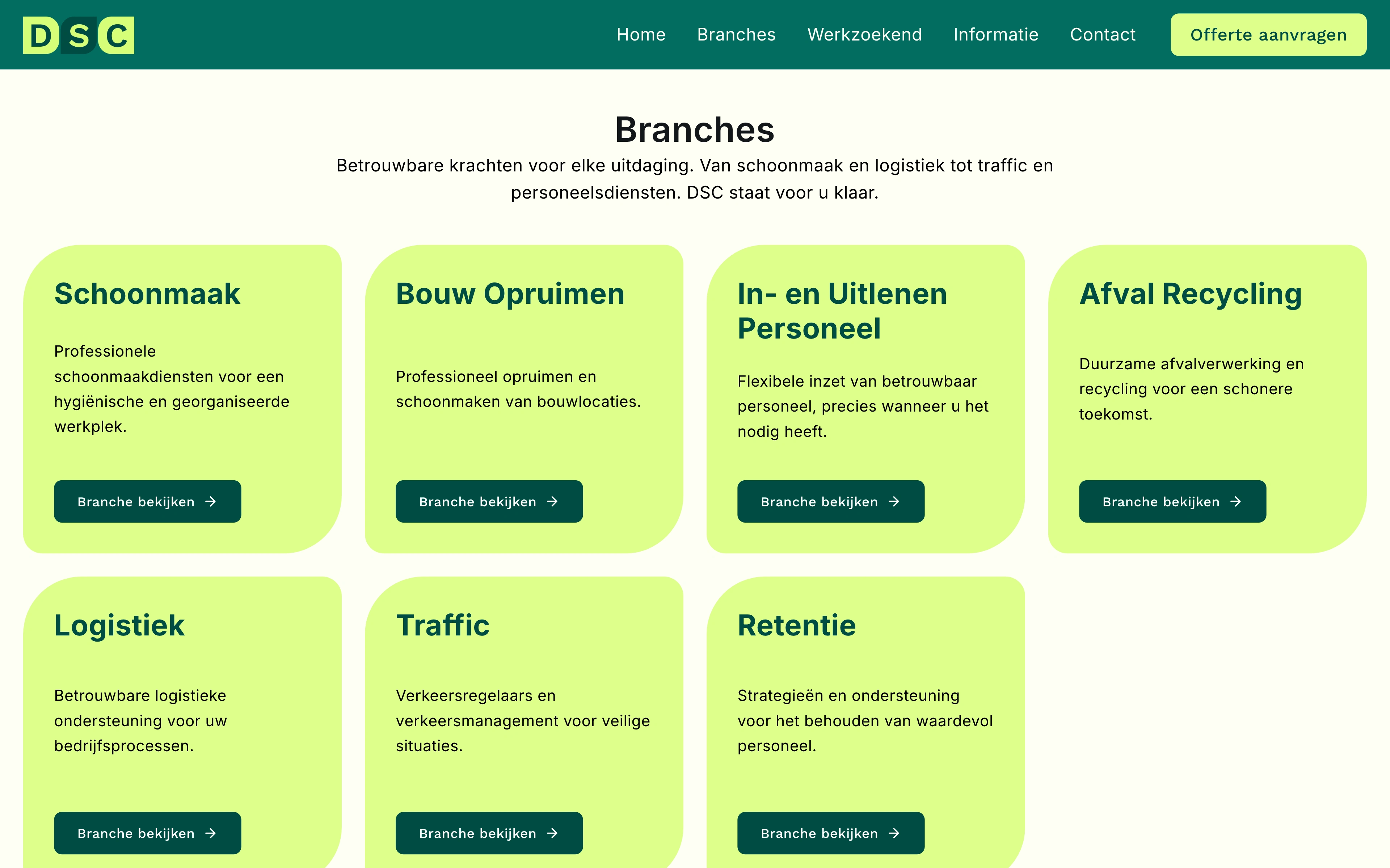 De branchepresentatie op de website van DSC