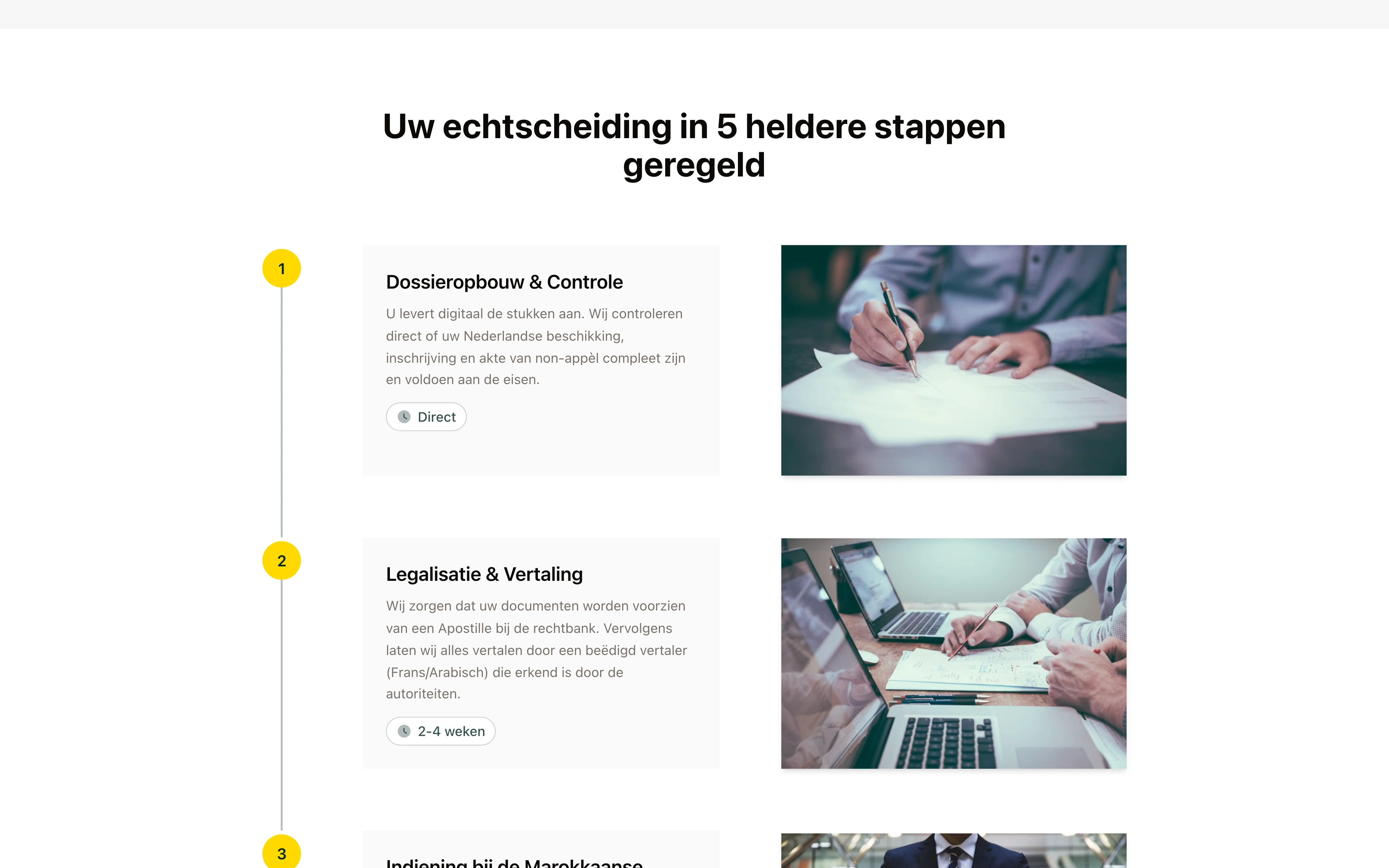 De uitleg van het vijfstappenproces op de website van Talaqna
