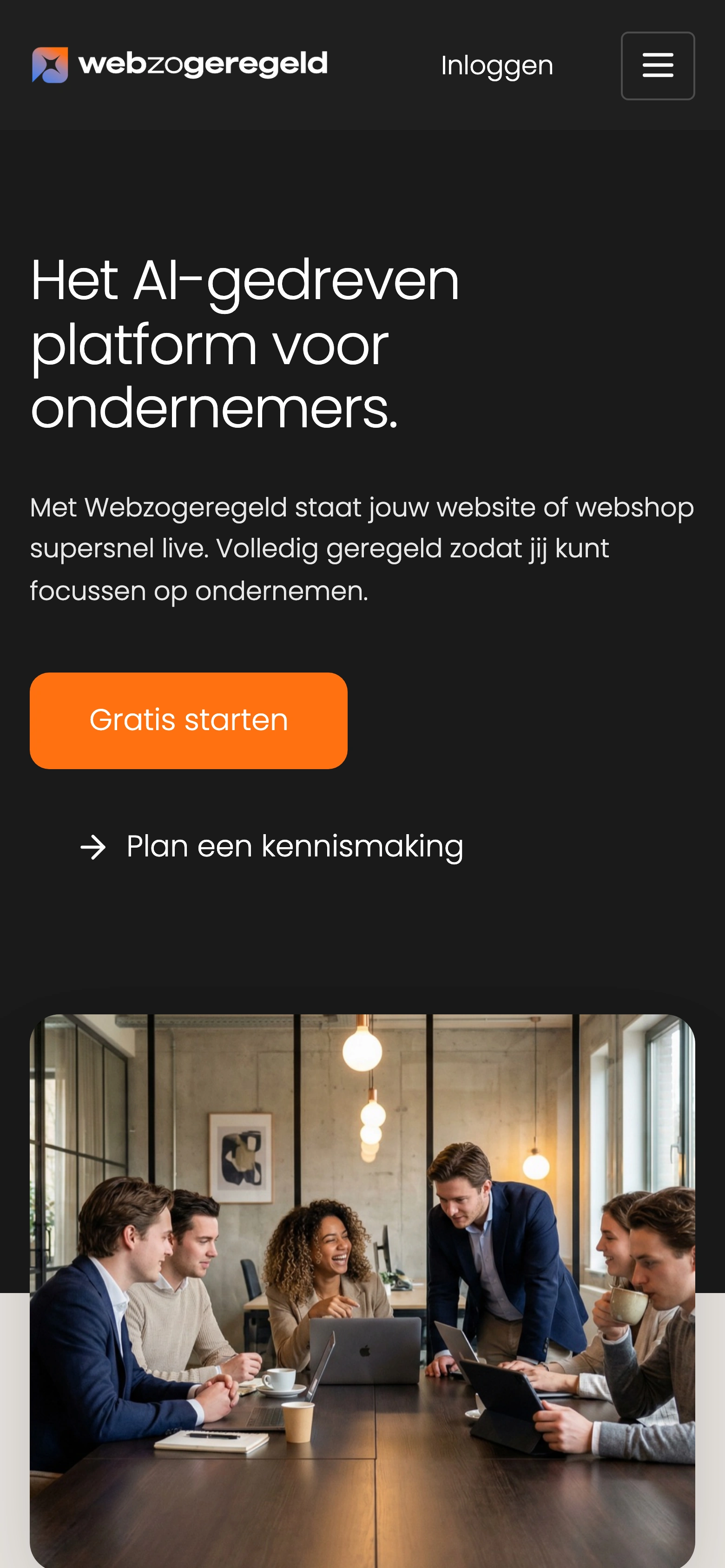 Webzogeregeld — mobiele website